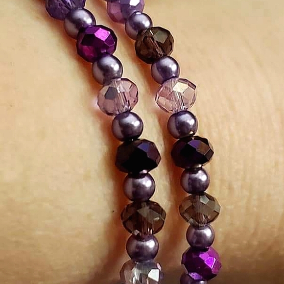 COPY - Handmade by me purple beaded double bracelet. - Picture 3 of 3